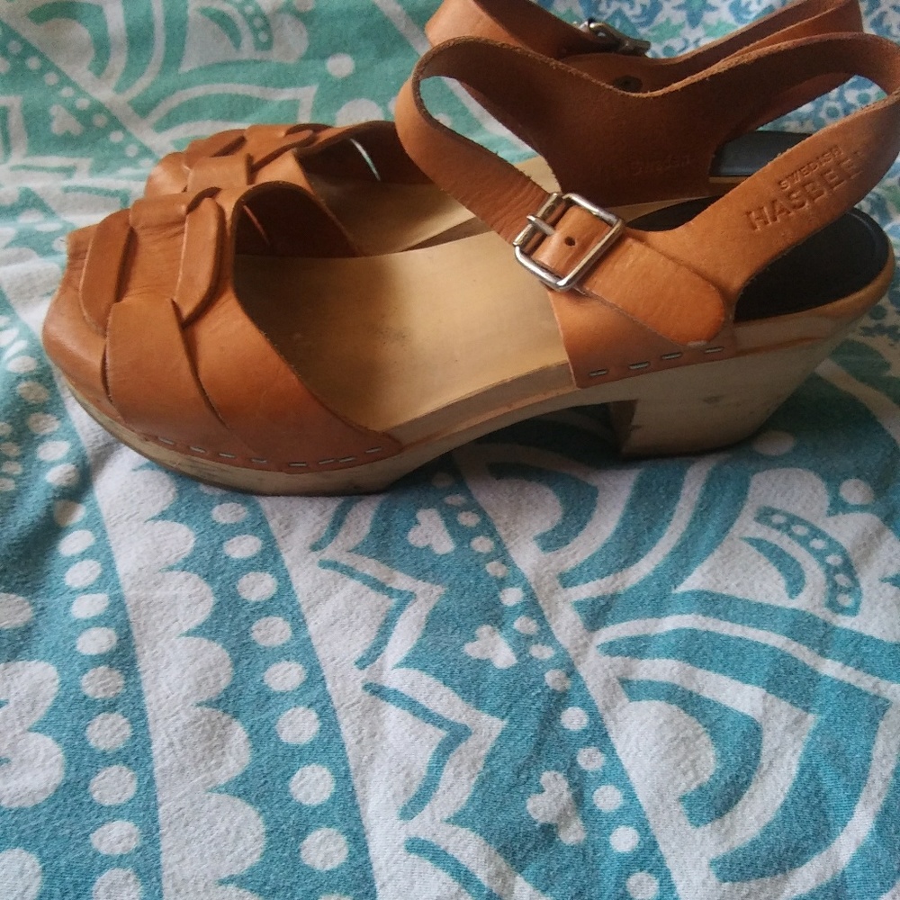 Swedish Hasbeens Peep Toe High Heel size 5.5